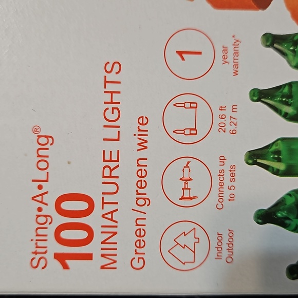 2 - 100 Mini-Lights Strands-Clear GE Light Set-HT Green Light Set-20+ft Each-NEW - Picture 3 of 6